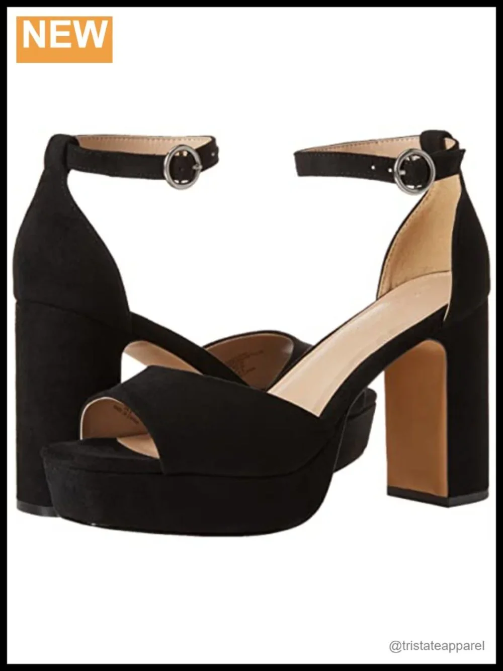 Platform Sandal 4 Inch Block Heel Micro Suede Padded Footbed Ankle Strap